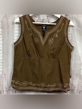Kuhl Brown Embroidered Cotton Tank Top